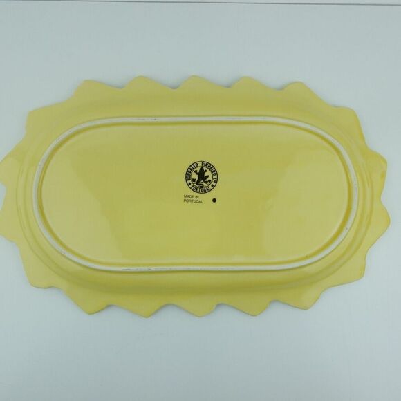 Bordallo Pinheiro Embossed Yellow Bunny Serving Platter Plate Majolica Portugal - Picture 2 of 7